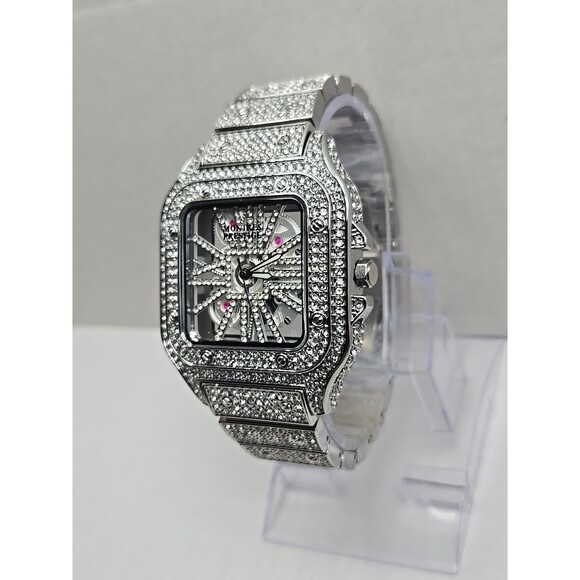 Montres Prestige Men Montres Prestige Lucent X Invicta MPW-0136 Iced Out Skeleton Mens New Battery